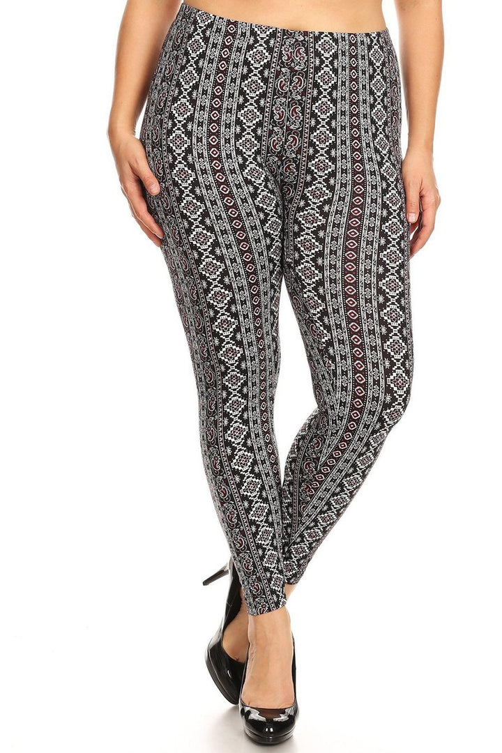 Buttery Smooth Vertical Paisley Brocade Plus Size Leggings