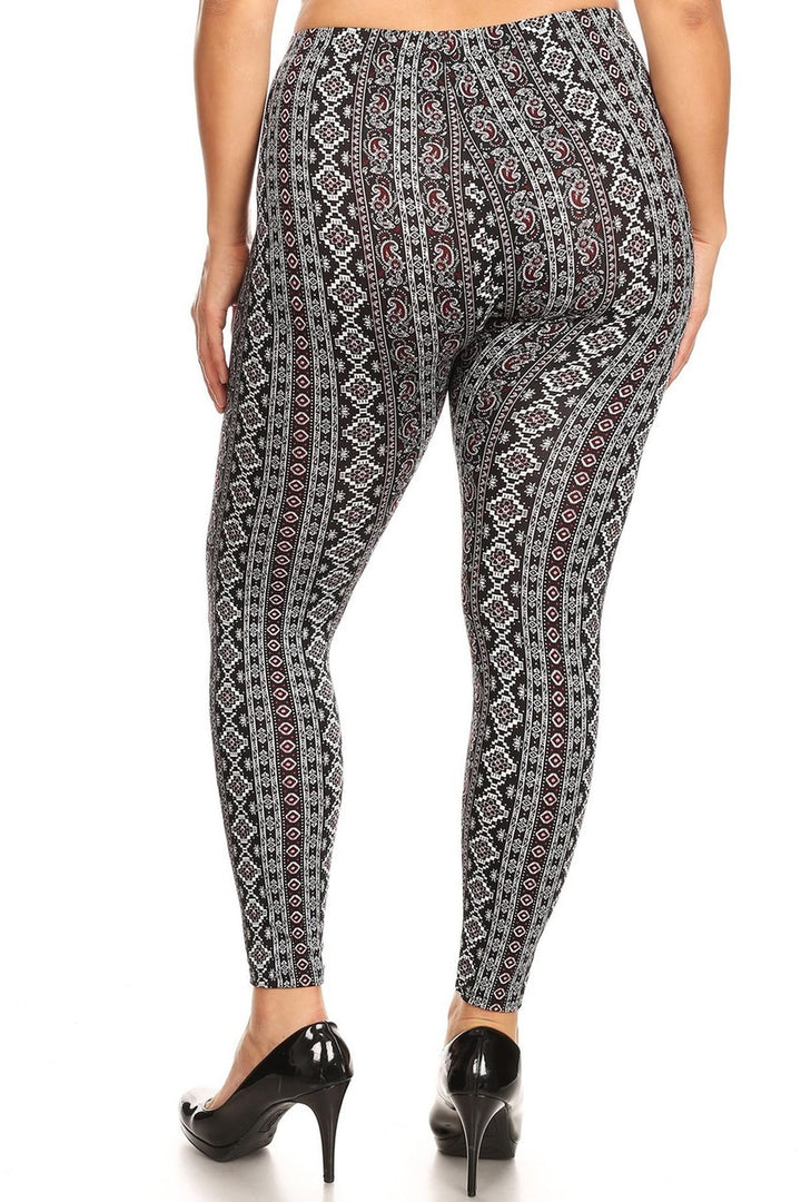 Buttery Smooth Vertical Paisley Brocade Plus Size Leggings