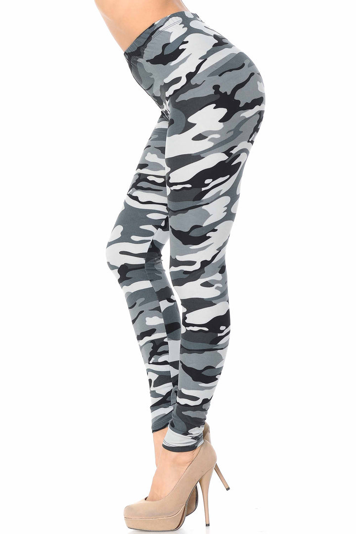 Buttery Smooth Charcoal Camouflage Leggings - EEVEE
