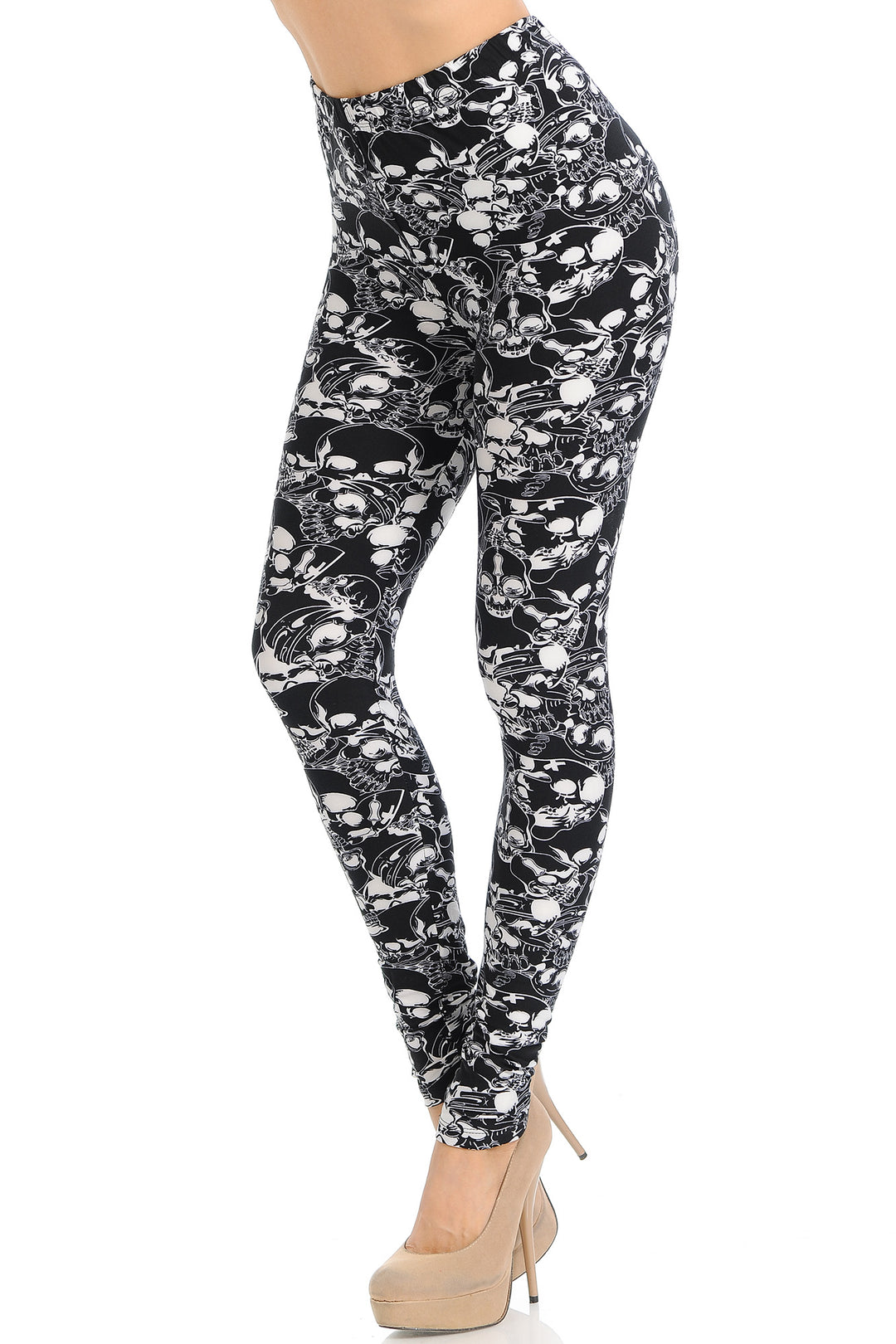 Buttery Smooth Black Layers of Skulls Leggings