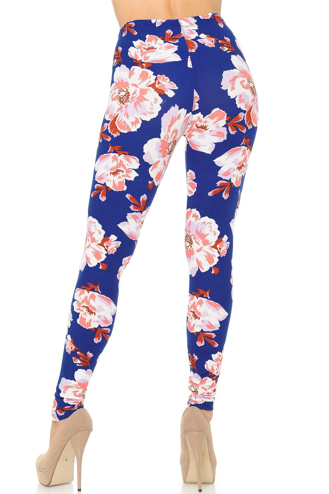 Buttery Smooth Blooming Floral On Blue Leggings