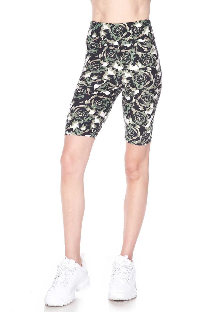 Buttery Soft Olive Rose Shorts - 3 Inch