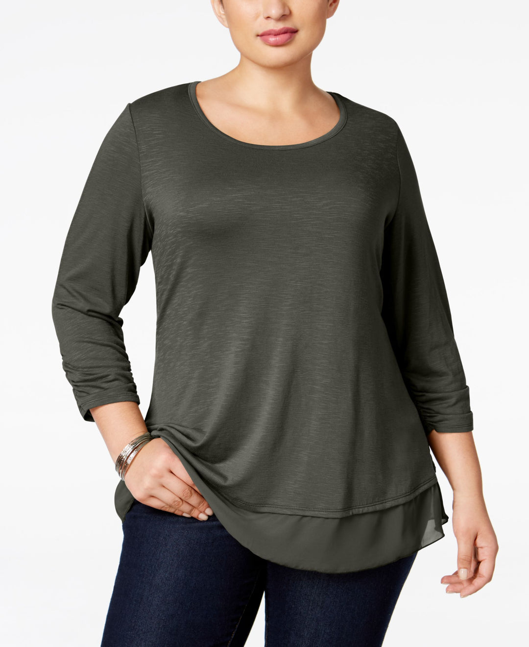 Style & Co Plus Size Chiffon Hem Top