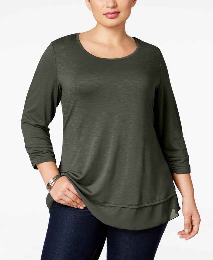 Style & Co Plus Size Chiffon Hem Top