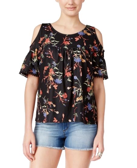Be Bop Juniors' Floral Printed Cold-Shoulder Top