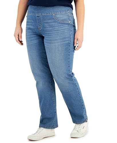 Style & Co Plus Size Mid Rise Pull On Straight Leg Jeans