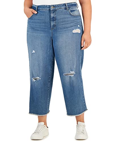 Style & Co Plus Size High Rise Wide Leg Cropped Jeans