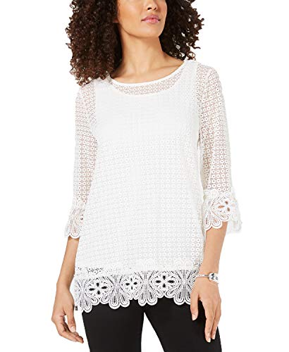 Alfani 3/4 Sleeve Crochet Top
