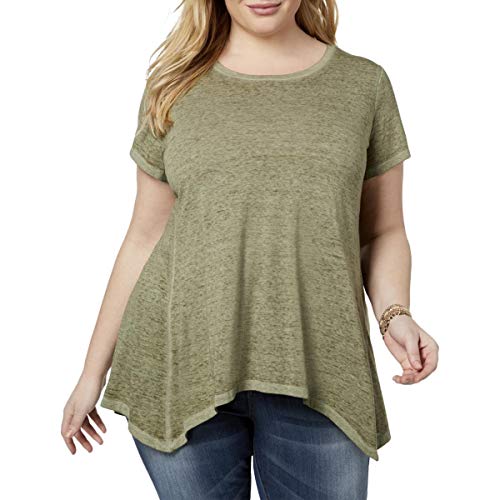 Style & Co Plus Size Burnout Handkerchief Hem T-Shirt