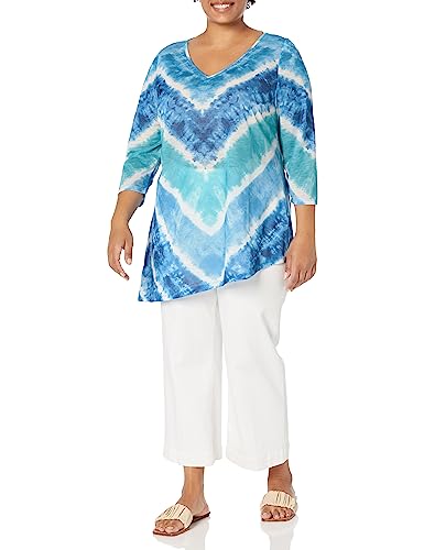 Plus Size 3/4 Sleeve Tie Dye Top