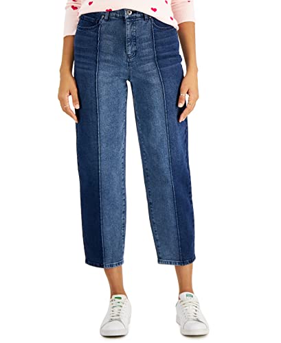 Style & Co Petite Two Tone Mom Jeans