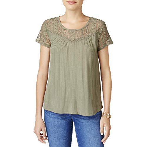 Style & Co Textured Lace Yoke Top