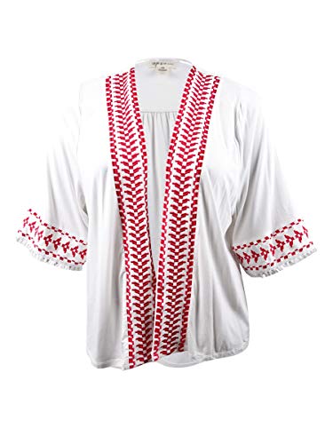 Style & Co Plus Size Embroidered Fringed Kimono
