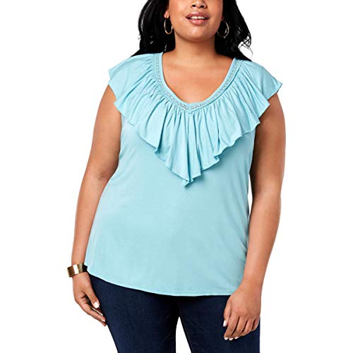 Style & Co Plus Size Ruffled V Neck Top