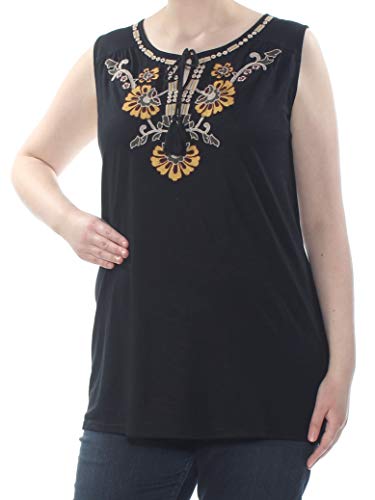 Style & Co Plus Size Embroidered Sleeveless Peasant Top