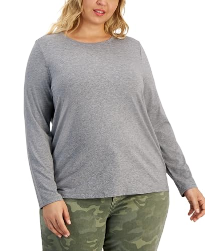 Style & Co Plus Size Heathered Long Sleeve T-Shirt