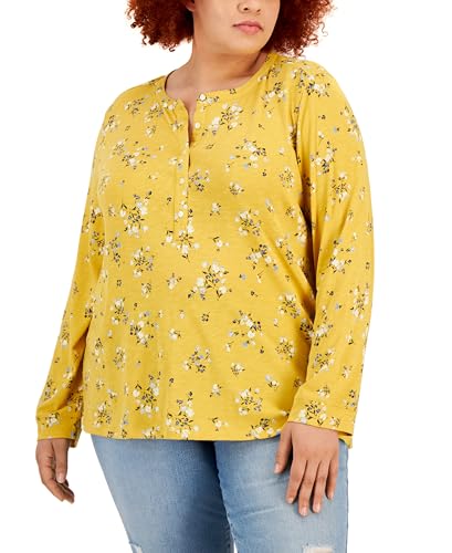Style & Co Plus Size Printed Henley Top