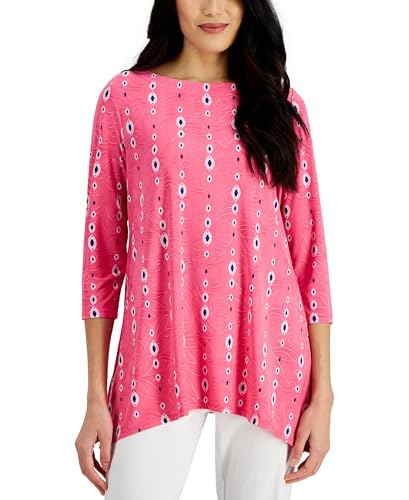 JM Collection 3/4 Sleeve Handkerchief Hem Top