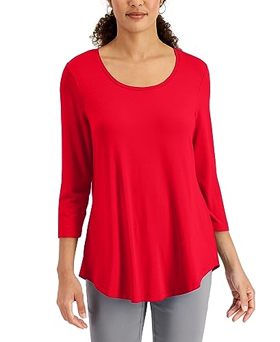 JM Collection Petite 3/4 Sleeve Solid Top