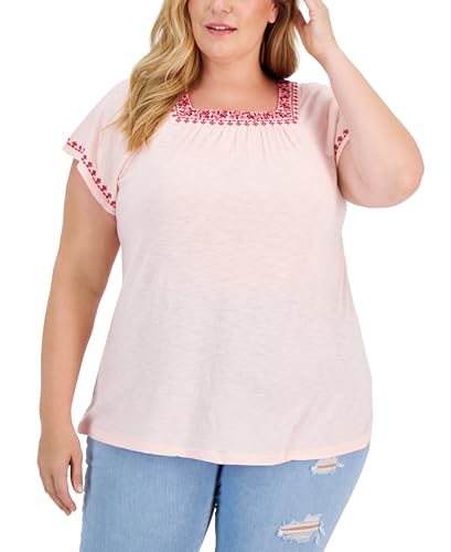 Style & Co Plus Size Square Neck Flutter Sleeve Top