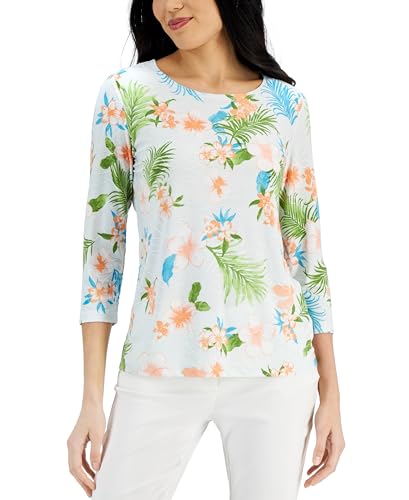 JM Collection Petite 3/4 Sleeve Printed Top