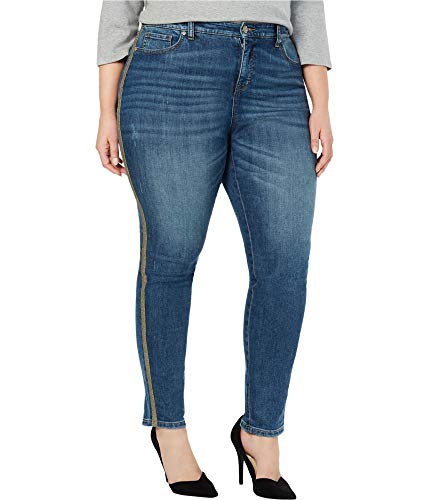 Style & Co Plus Size Metallic Side Stripe Curvy Skinny Jeans