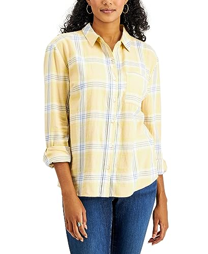 Style & Co Plaid Button Down Boyfriend Shirt