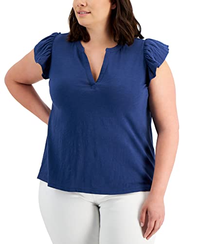 Style & Co Plus Size Cotton Flutter Sleeve Top