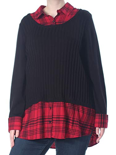 Style & Co Plus Size Layered Look Plaid Top