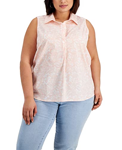 Style & Co Plus Size Barbados Blooms Printed Sleeveless Cotton Top