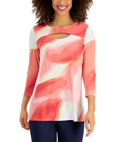 JM Collection Womens Cutout 3/4 Sleeve Top