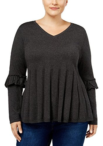 Style & Co Plus Size Ruffled Sleeve Pleated Sweater