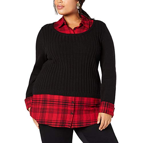 Style & Co Plus Size Layered Look Plaid Top