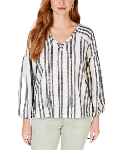 Style & Co Striped Tassel Top