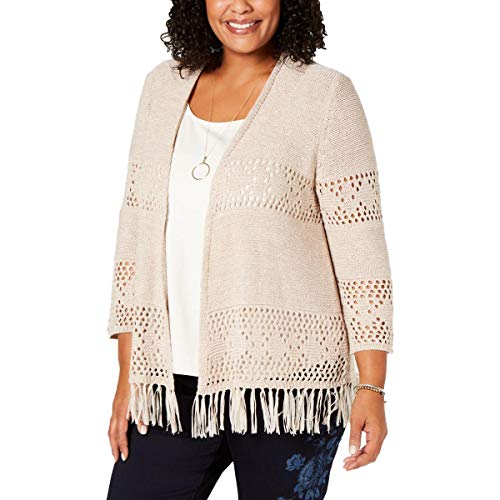Style & Co Plus Size Fringe Lacy Knit Cardigan