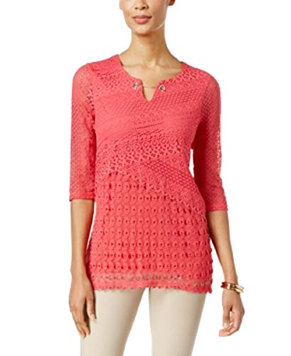 JM Collection Petite Crochet Keyhole Tunic