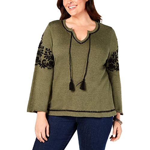 Style & Co Plus Size Embroidered Peasant Sweater