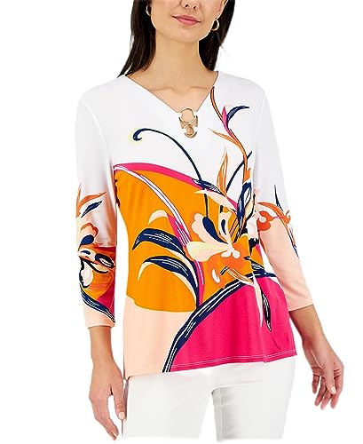 JM Collection Ring Hardware 3/4 Sleeve Top