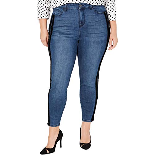 Trendy Plus Size Varsity-Stripe Skinny Jeans