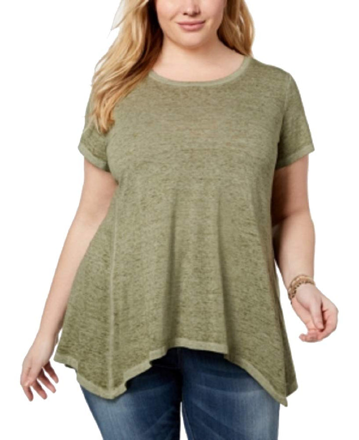 Style & Co Plus Size Burnout Handkerchief Hem T-Shirt