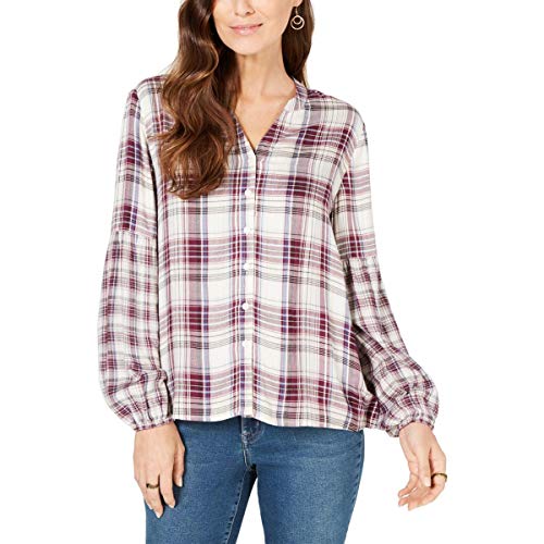 Style & Co Plaid Bishop Sleeve Shirt