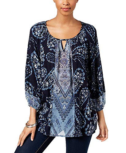 Style & Co Printed Keyhole Top