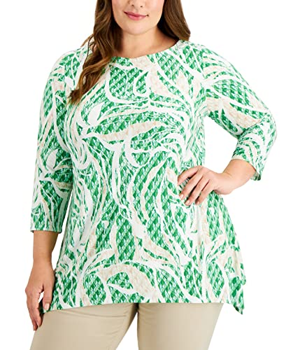 JM Collection Plus Size Printed 3/4 Sleeve Top