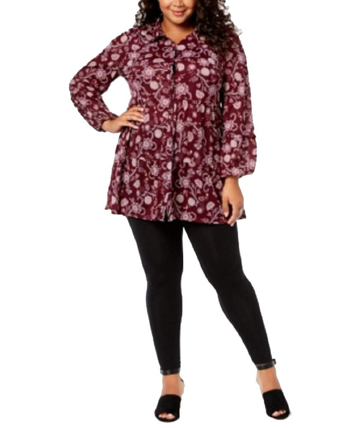 Style & Co Plus Size Printed Tiered Mesh Top