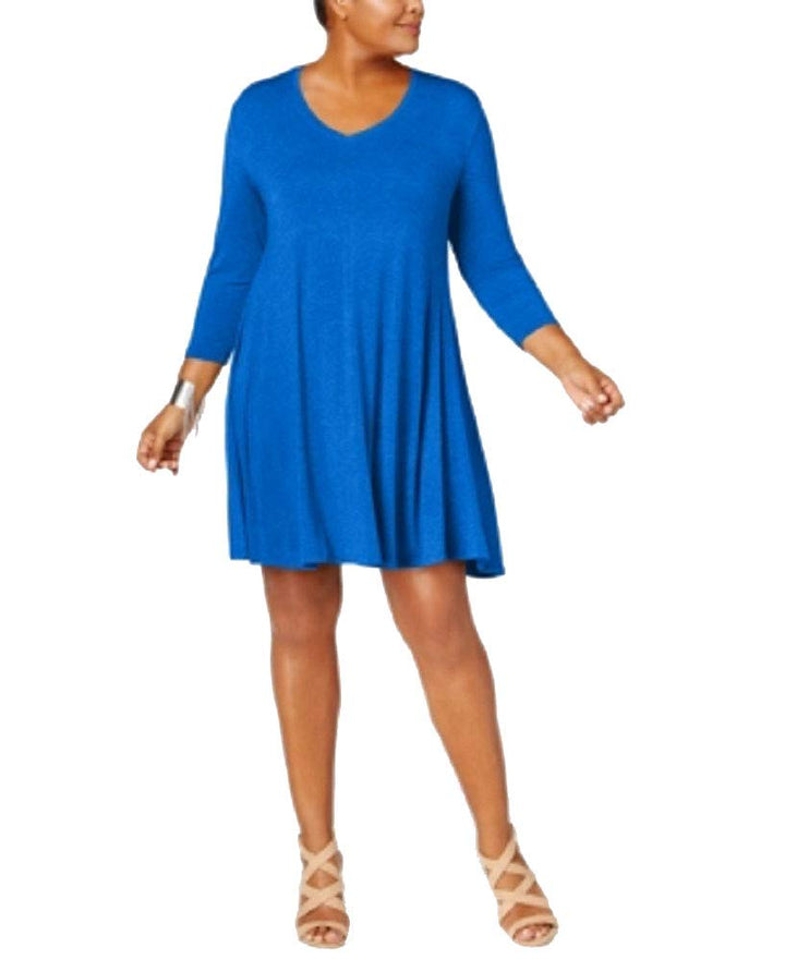 Style & Co Plus Size V Neck A Line Swing Dress
