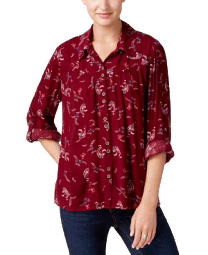 Style & Co Petite Textured Paisley Print Shirt