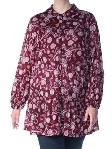 Style & Co Plus Size Printed Tiered Mesh Top