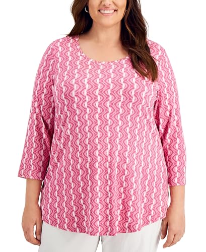 JM Collection Plus Size 3/4 Sleeve Printed Top