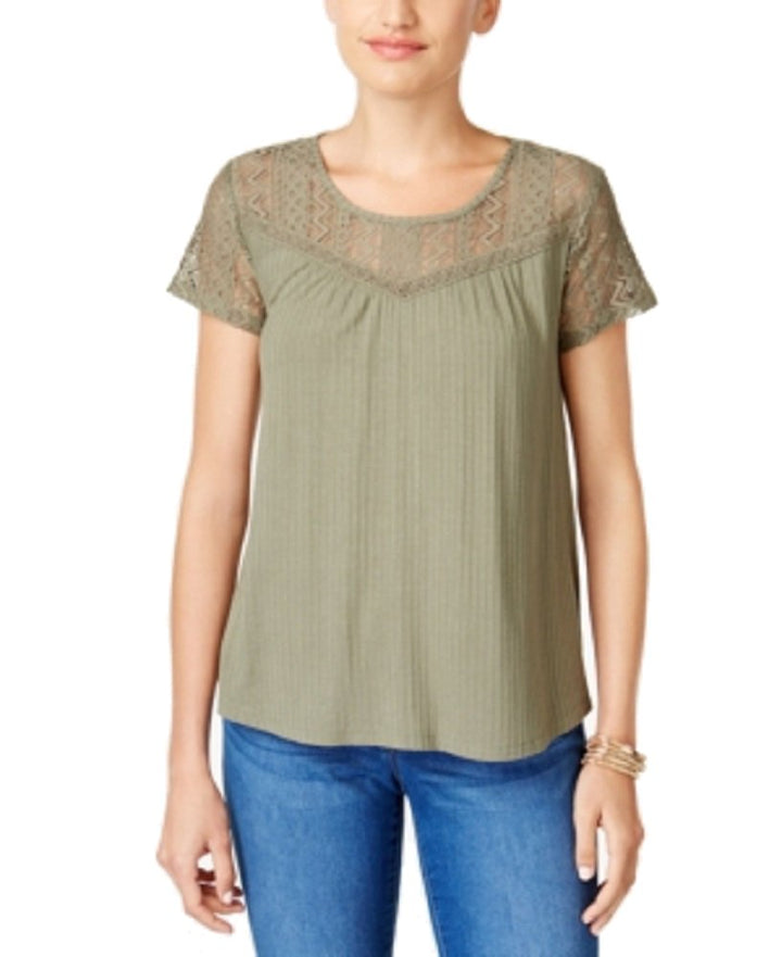Style & Co Textured Lace Yoke Top