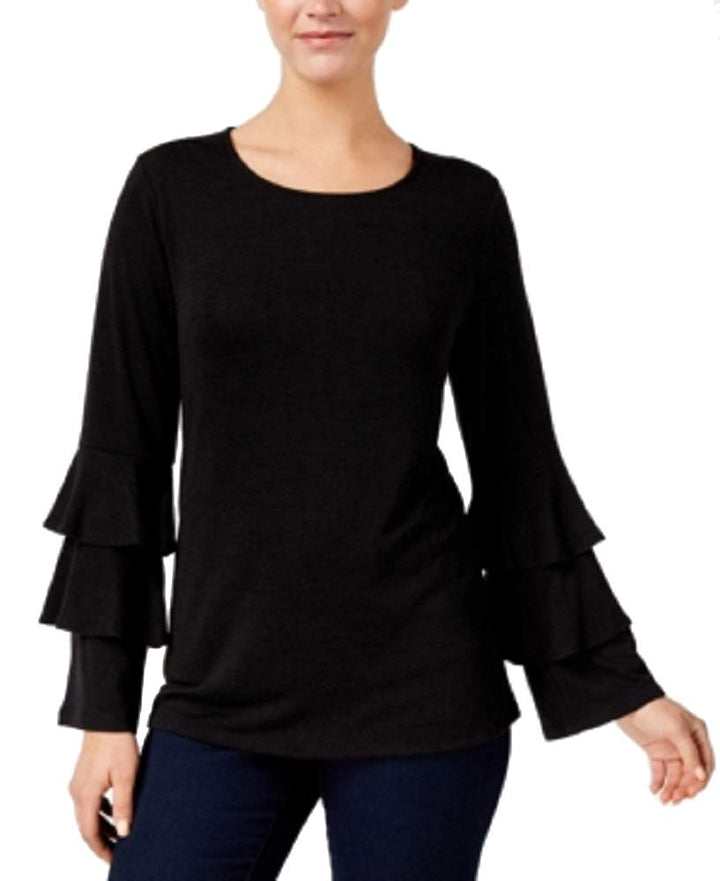 Style & Co Ruffled Sleeve Heathered Top